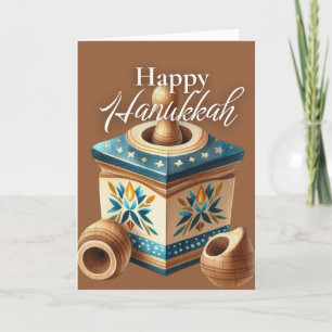 Tarjeta de felicitación de Hanukkah feliz - Dreide