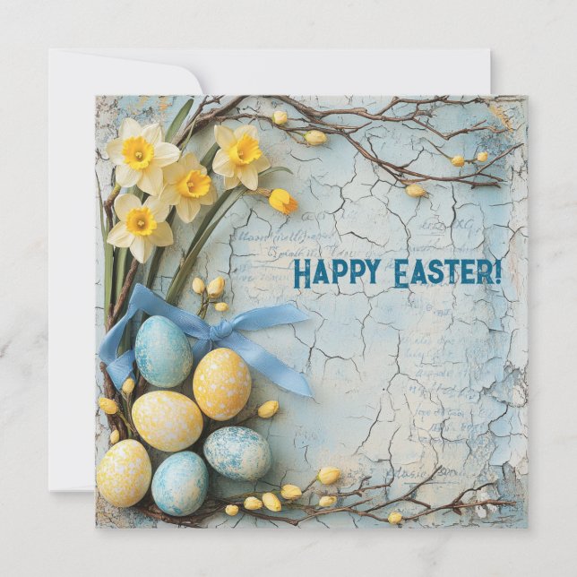 Tarjeta de felicitación de Happy Easter Retro (Anverso)