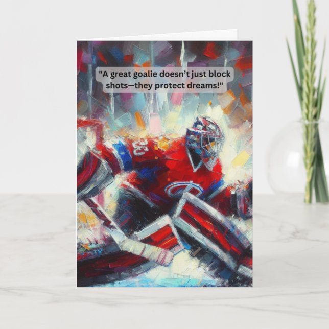 Tarjeta de felicitación de hockey Goalie - "Defien (Anverso)