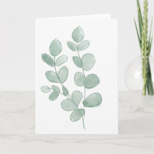 Tarjeta de felicitación de hoja de eucalipto en bl