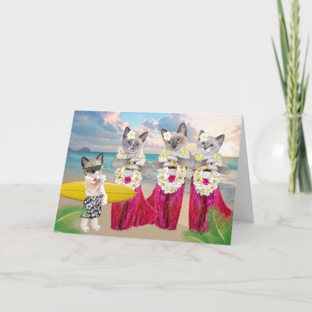 Tarjeta de felicitación de Hula Kittens (Anverso)