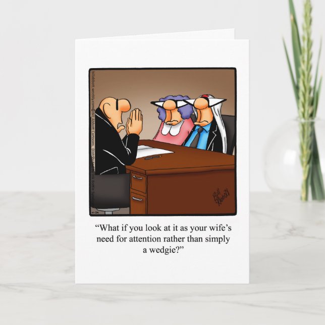Tarjeta de felicitación de humor para matrimonios (Anverso)