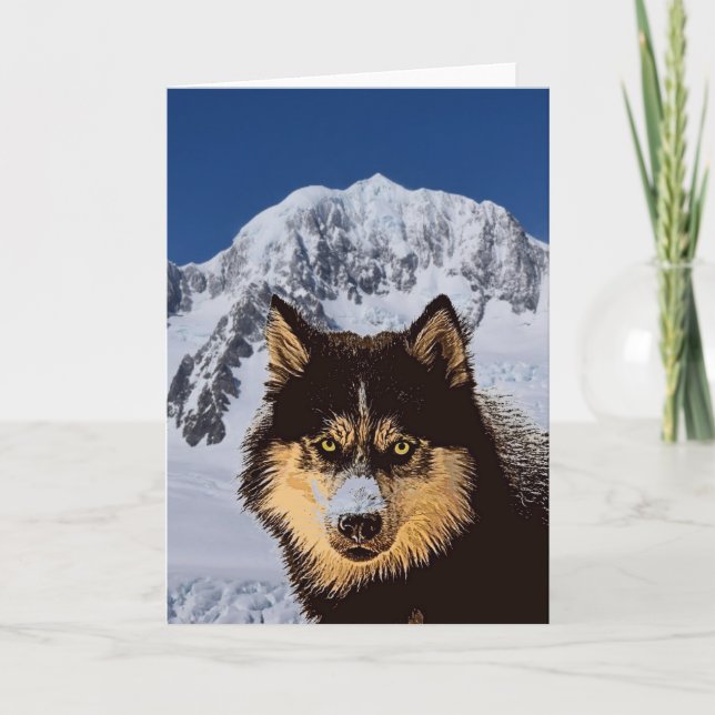 Tarjeta de felicitación de Husky siberiano (Anverso)