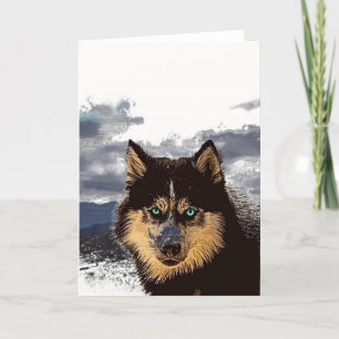 Tarjeta de felicitación de Husky Siberiano