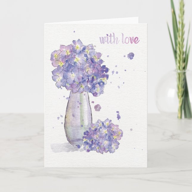 Tarjeta de felicitación de Hydrangea "con amor" po (Anverso)