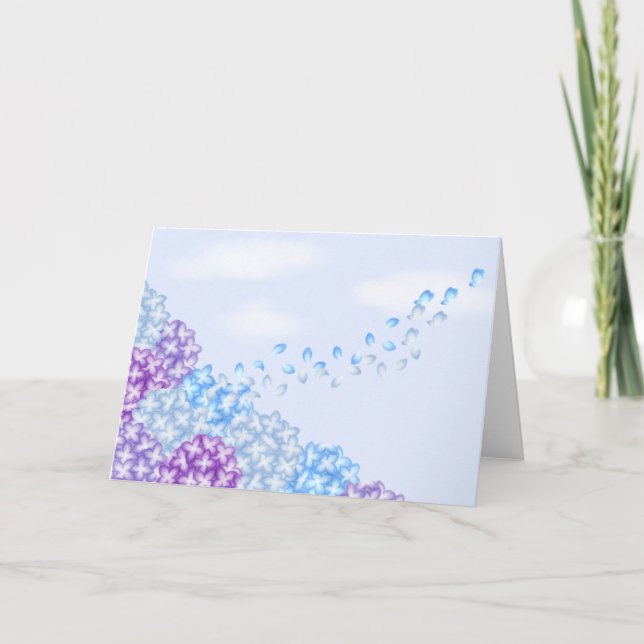 Tarjeta de felicitación de Hydrangeas y Butterflie (Anverso)