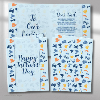 Tarjeta de felicitación de iconos azul claro del D
