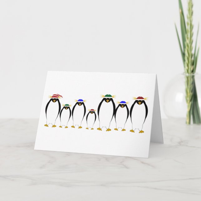 Tarjeta de felicitación de invierno de pingüinos (Anverso)