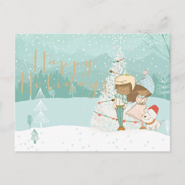 Tarjeta de felicitación de invierno para niños neg (Anverso)