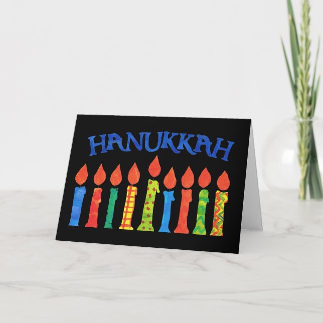 Tarjeta de felicitación de Jánuca con las velas (Anverso)