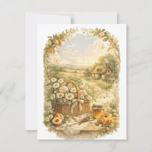 Tarjeta de felicitación de jardín de cottage vinta