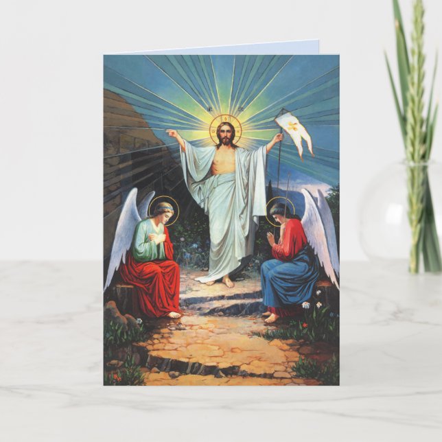 tarjeta de felicitación de Jesús con ángeles (Anverso)