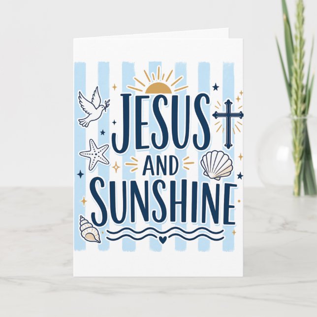 Tarjeta de felicitación de Jesús y sol (Anverso)