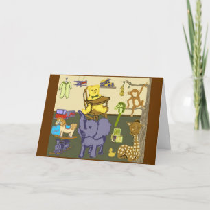 Tarjeta de felicitación de juguetes con temas de g