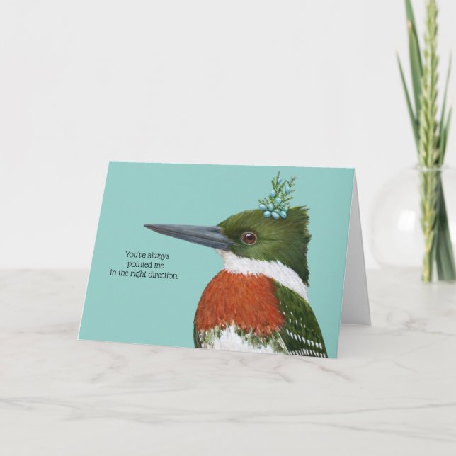 tarjeta de felicitación de kingfisher verde/amista (Anverso)