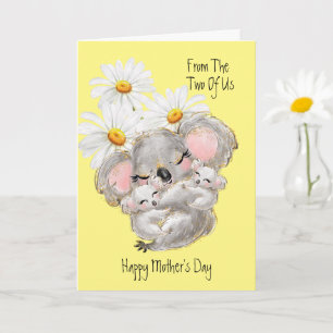 Tarjeta de felicitación de koalas del Día de la Ma