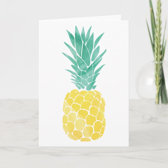 Tarjeta de felicitación de la acuarela de la piña (Anverso)
