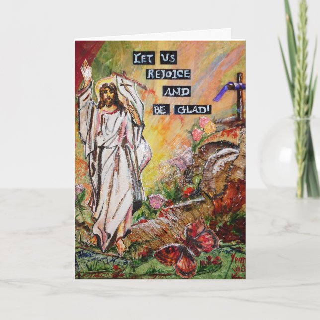 Tarjeta de felicitación de la alegría de Pascua (Anverso)