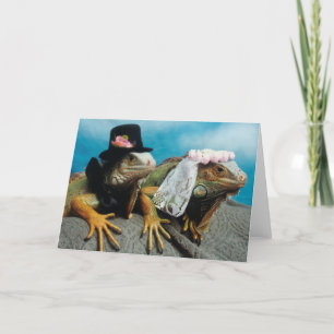 Tarjeta de felicitación de la boda de la iguana
