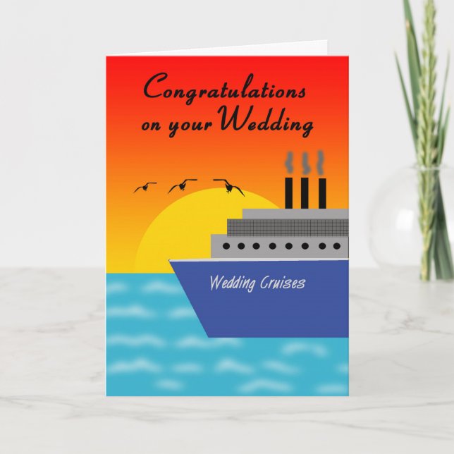 Tarjeta de felicitación de la boda del barco de (Anverso)