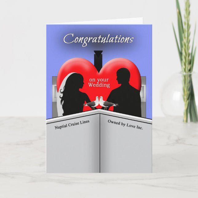 Tarjeta de felicitación de la boda del barco de (Anverso)