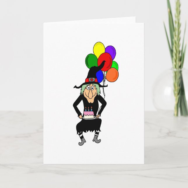 Tarjeta de felicitación de la bruja del feliz (Anverso)