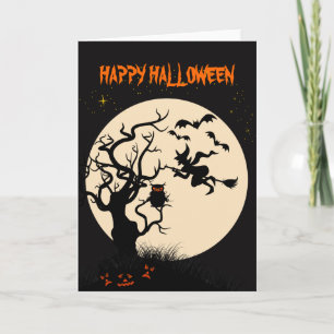 Tarjeta de felicitación de la bruja y del búho de