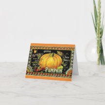 Tarjeta de felicitación de la calabaza del vintage