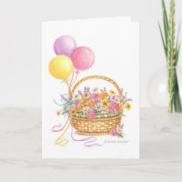 Tarjeta de felicitación de la cesta de flores silv