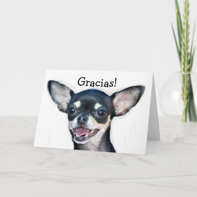 Tarjeta de felicitación de la chihuahua de Gracias (Anverso)
