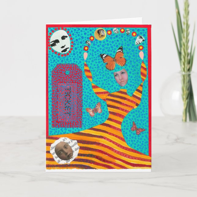 Tarjeta de felicitación de la dama de mariposa (Anverso)