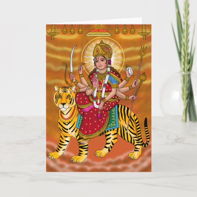 Tarjeta de felicitación de la diosa Durga (Anverso)