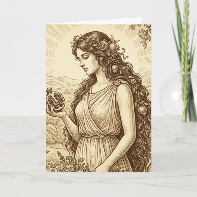 Tarjeta de felicitación de la diosa griega Perséfo (Anverso)