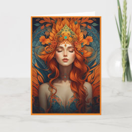 Tarjeta de felicitación de la diosa naranja Nature