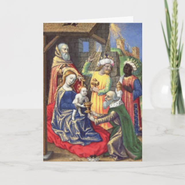 Tarjeta de felicitación de la escena de la nativid (Anverso)