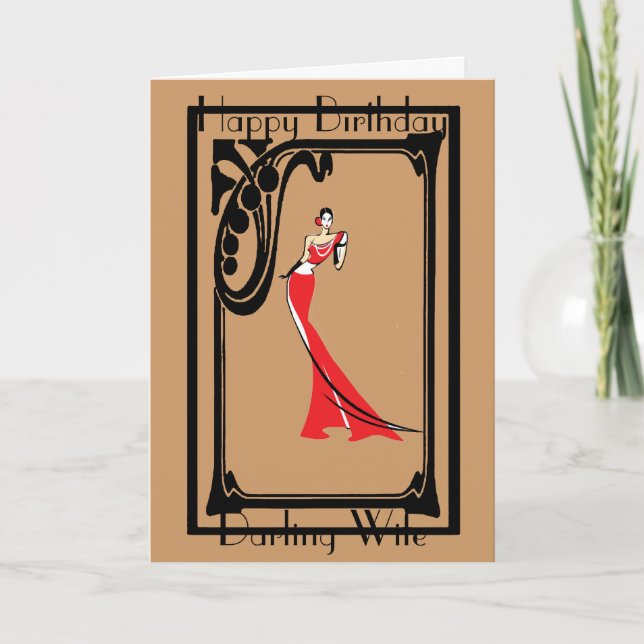 TARJETA DE FELICITACIÓN DE LA ESPOSA DEL ART DÉCO (Anverso)