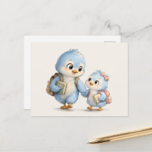 Tarjeta de felicitación de la familia de pájaros a
