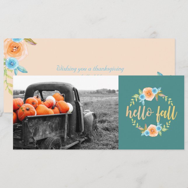 Tarjeta de felicitación de la foto de la acuarela  (Anverso / Reverso)