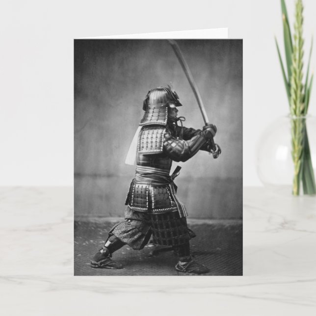 Tarjeta de felicitación de la foto del samurai del (Anverso)