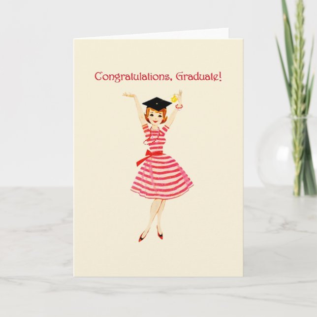 Tarjeta de felicitación de la graduación del chica (Anverso)