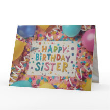 Tarjeta de felicitación de la hermana del cumpleañ