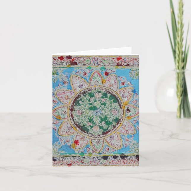 Tarjeta de felicitación de la mandala de la flor (Anverso)