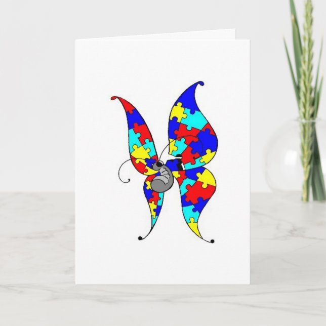 Tarjeta de felicitación de la mariposa del autismo (Anverso)