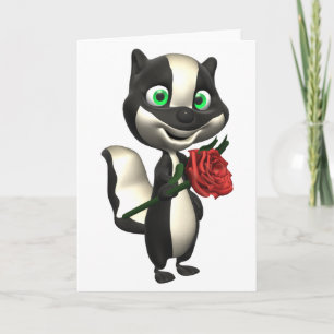 Tarjeta de felicitación de la mofeta y del rosa