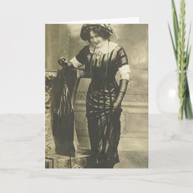 tarjeta de felicitación de la mujer de lujo 1900's (Anverso)