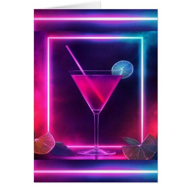 Tarjeta de felicitación de la Neon Cocktail Glass (Frente)