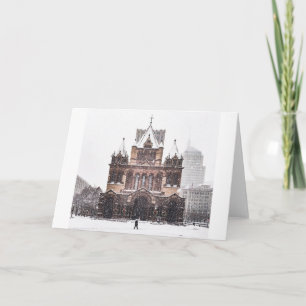 Tarjeta de felicitación de la nieve de la iglesia