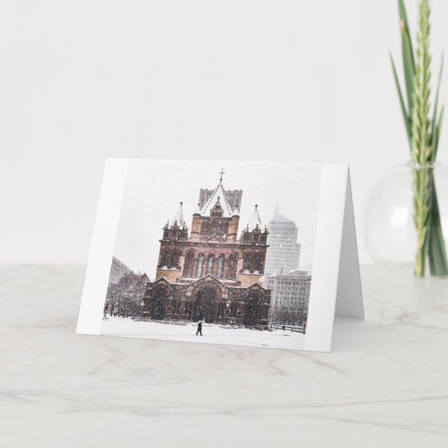 Tarjeta de felicitación de la nieve de la iglesia (Anverso)