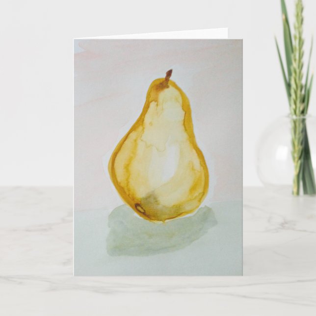 Tarjeta de felicitación de la pera de Acuarela (Anverso)