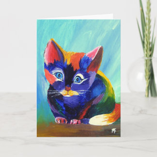 Tarjeta de felicitación de la pintura del gatito